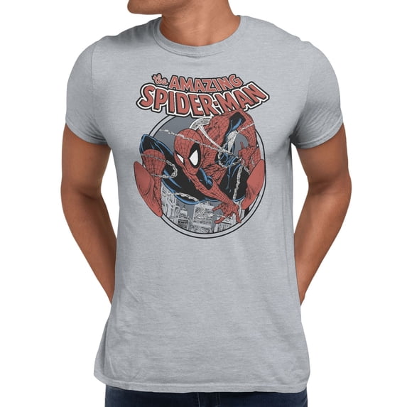 Marvel Spider-Man Retro Swing Men's Graphic T-Shirt (Sport Grey, S-3XL)