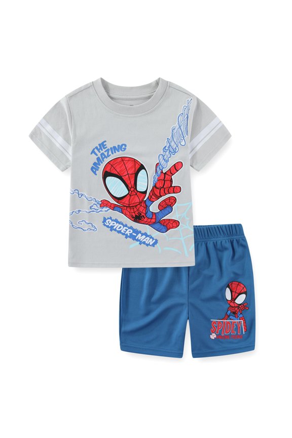 Spider-Man Short Sleeve T-Shirt and Mesh Short Set (Boys), 2 Piece Set, Sizes 2T-7