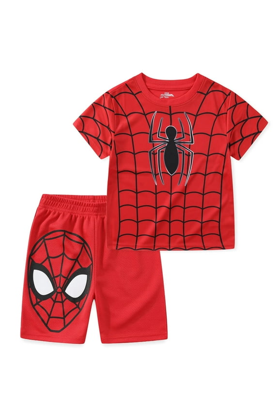 Spider-Man Short Sleeve T-Shirt and Shorts (Boys), 2 Piece Set, Sizes 2T-12