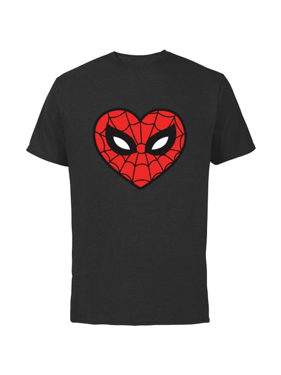 Spider-Man Sixties Heart Mask Logo - Short Sleeve Cotton T-Shirt for Adults - Customized-Black