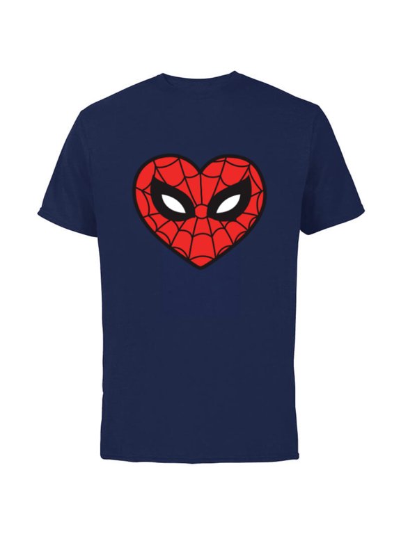 Spider-Man Sixties Heart Mask Logo - Short Sleeve Cotton T-Shirt for Adults - Customized-Navy