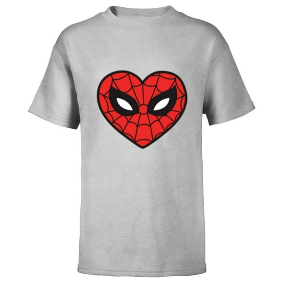 Marvel Spider-Man Sixties Heart Mask Logo - Short Sleeve T-Shirt for Kids - Customized-Athletic Heather