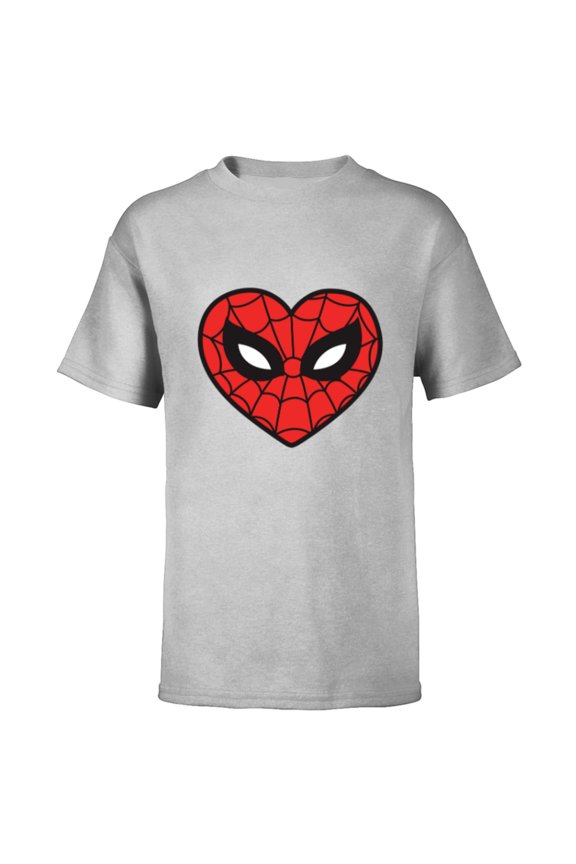 Spider-Man Sixties Heart Mask Logo - Short Sleeve T-Shirt for Kids - Customized-Athletic Heather