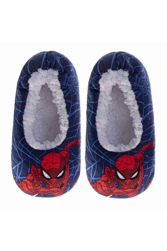 Marvel Spider, Man Slippers for Boys, Cozy Padded Home Use Soft Non, Slip (Toddler Little Kid), Blue, Size: 11-12