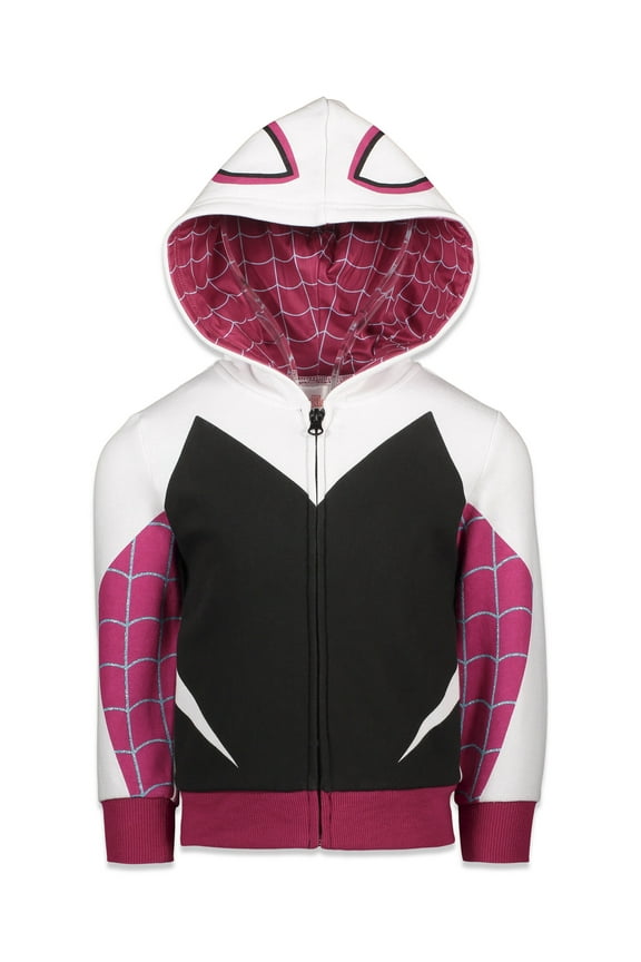 Spider-Man Spider-Gwen Ghost Spider Big Girls Fleece Zip Up Hoodie