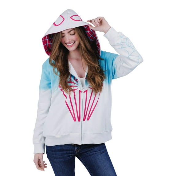 Marvel Spider-Man Spider-Gwen Ghost Spider Fleece Matching Family Zip Up Cosplay Hoodie Adult