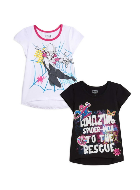 Marvel Spider-Man Spider-Gwen Ghost Spider Little Girls 2 Pack T-Shirts Toddler to Big Kid