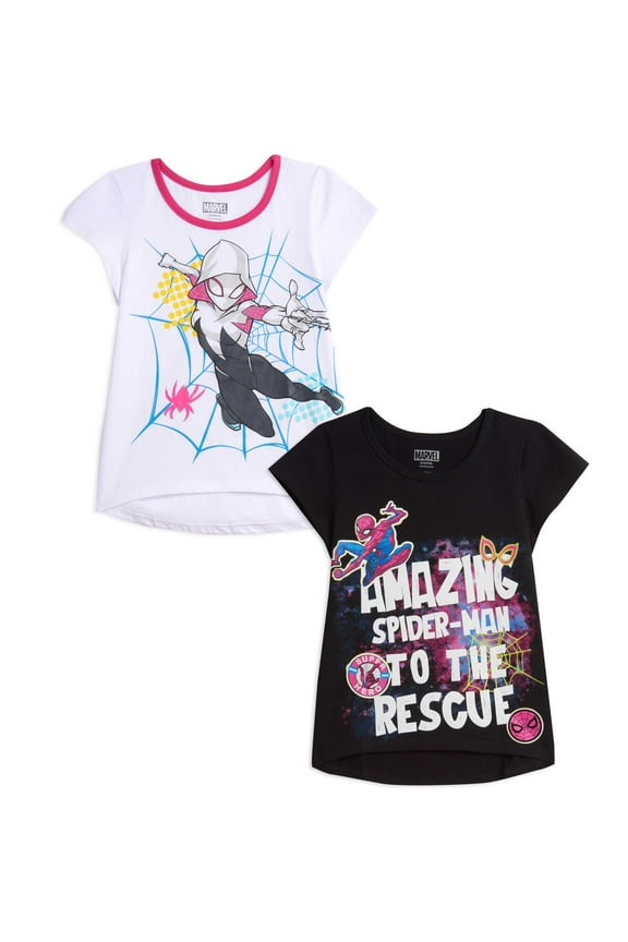 Spider-Man Spider-Gwen Ghost Spider Little Girls 2 Pack T-Shirts Toddler to Big Kid