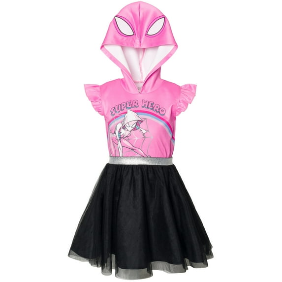 Marvel Spider-Man Spider-Gwen Ghost Spider Little Girls Mesh Cosplay Tulle Dress Toddler to Big Kid