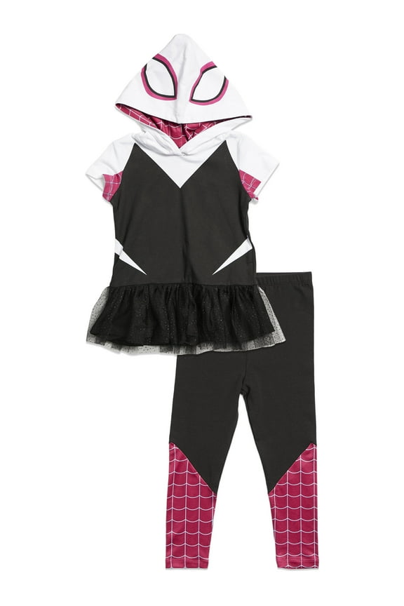Spider-Man Spider-Gwen Ghost Spider Toddler Girls Cosplay T-Shirt and Leggings Outfit Set Toddler to Big Kid