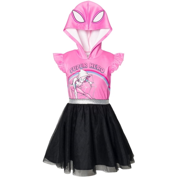 Marvel Spider-Man Spider-Gwen Ghost Spider Toddler Girls Mesh Cosplay Tulle Dress Toddler to Big Kid