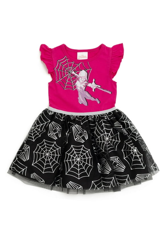 Spider-Man Spider-Gwen Ghost Spider Toddler Girls Tulle Dress Purple / Black 2T