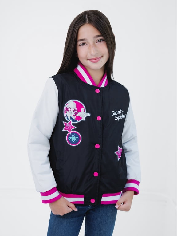 Spider-Verse Toddler Girls' Cosplay Bomber Jacket Black Ghost