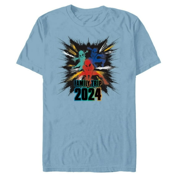 Marvel Spider-Man Spider-Gwen Miles Morales Family Trip 2024 - Short Sleeve Blended T-Shirt for Adults - Customized-Ocean Blue