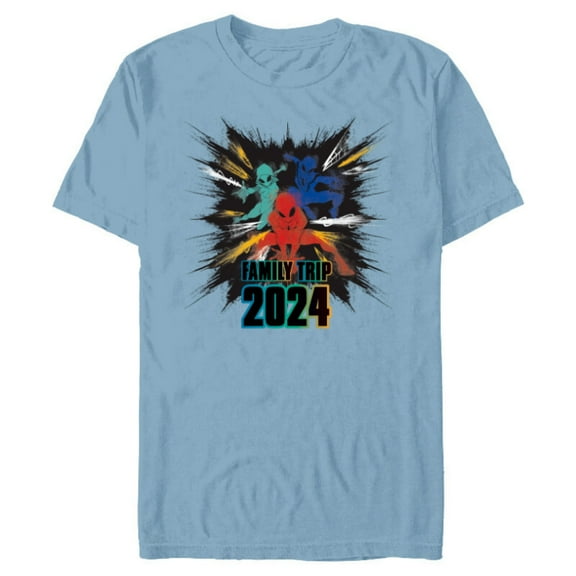 Marvel Spider-Man Spider-Gwen Miles Morales Family Trip 2024 - Short Sleeve Blended T-Shirt for Adults - Customized-Ocean Blue