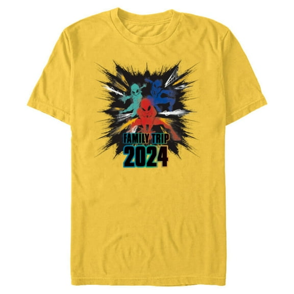 Marvel Spider-Man Spider-Gwen Miles Morales Family Trip 2024 - Short Sleeve Blended T-Shirt for Adults - Customized-Yellow