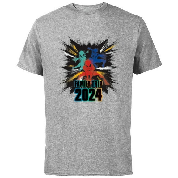 Marvel Spider-Man Spider-Gwen Miles Morales Family Trip 2024 - Short Sleeve Cotton T-Shirt for Adults - Customized-Athletic Heather