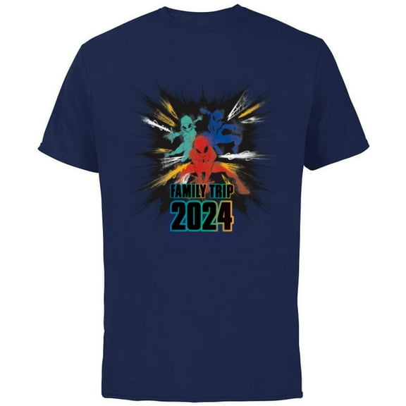 Marvel Spider-Man Spider-Gwen Miles Morales Family Trip 2024 - Short Sleeve Cotton T-Shirt for Adults - Customized-Navy