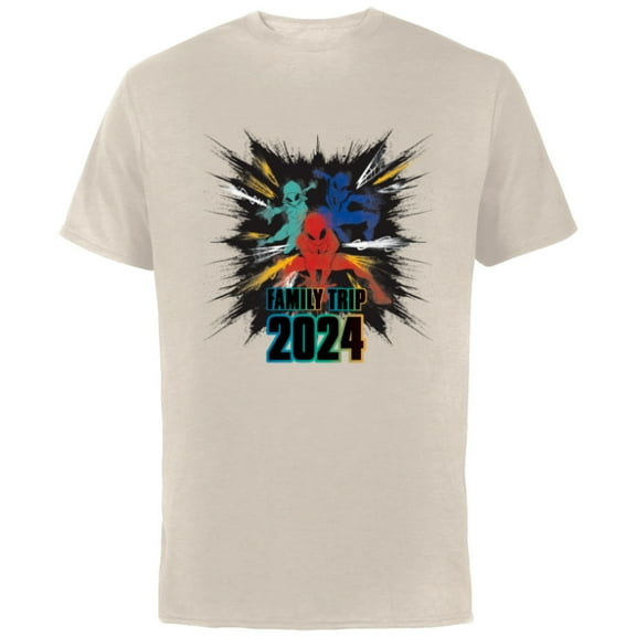 Marvel Spider-Man Spider-Gwen Miles Morales Family Trip 2024 - Short Sleeve Cotton T-Shirt for Adults - Customized-Natural