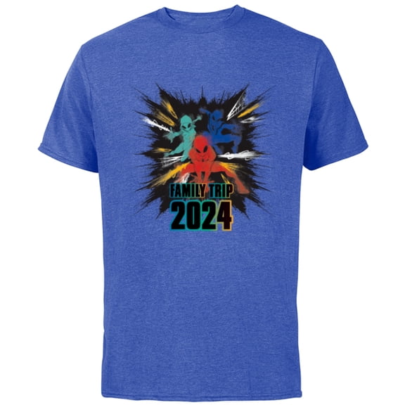 Marvel Spider-Man Spider-Gwen Miles Morales Family Trip 2024 - Short Sleeve Cotton T-Shirt for Adults - Customized-Royal Heather