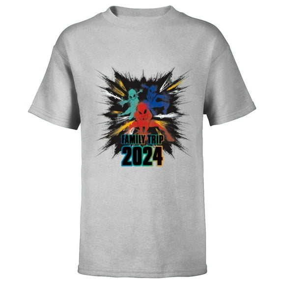 Marvel Spider-Man Spider-Gwen Miles Morales Family Trip 2024 - Short Sleeve T-Shirt for Kids - Customized-Athletic Heather