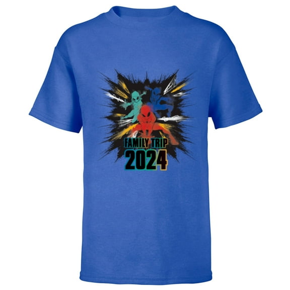 Marvel Spider-Man Spider-Gwen Miles Morales Family Trip 2024 - Short Sleeve T-Shirt for Kids - Customized-Royal