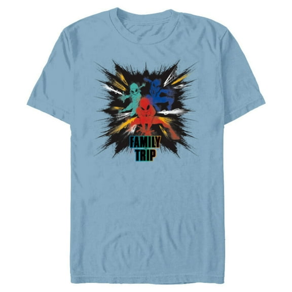 Marvel Spider-Man Spider-Gwen Miles Morales Family Trip - Short Sleeve Blended T-Shirt for Adults - Customized-Ocean Blue