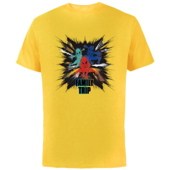 Marvel Spider-Man Spider-Gwen Miles Morales Family Trip - Short Sleeve Cotton T-Shirt for Adults - Customized-Yellow