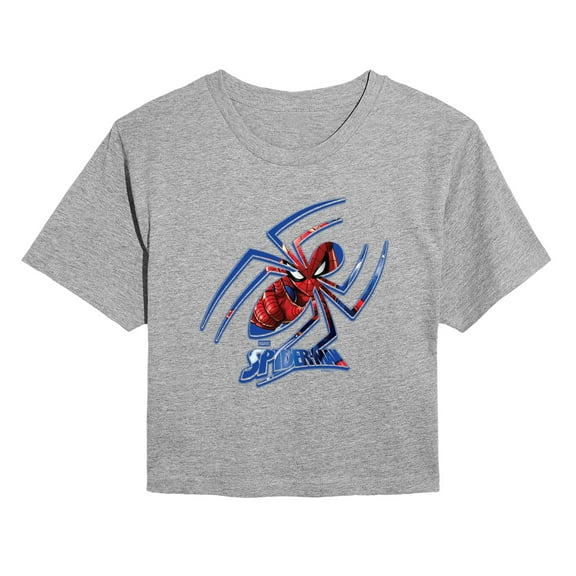 Marvel - Spider-Man Spider Logo - Juniors Cropped Short Sleeve Graphic T-Shirt