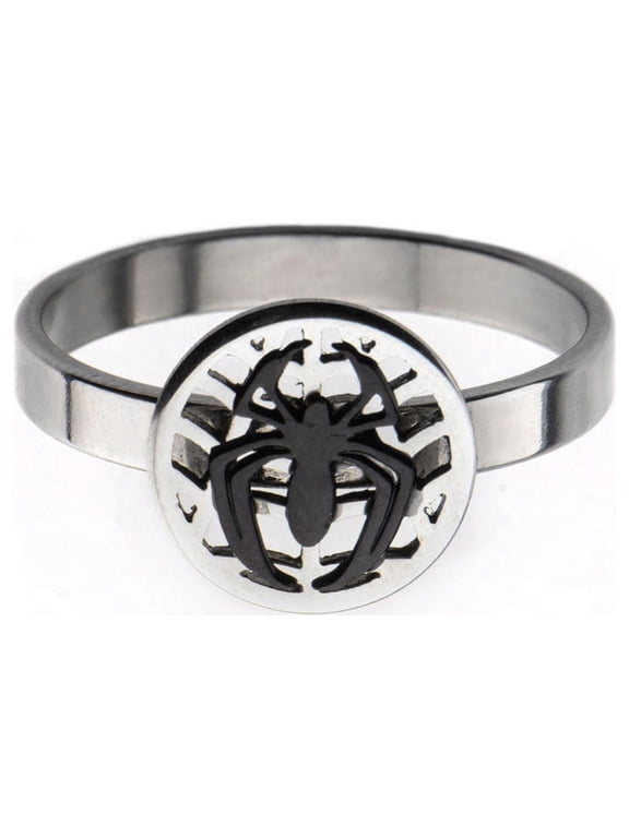 Marvel Spider-Man Spider On Web Stainless Steel Ring | 8