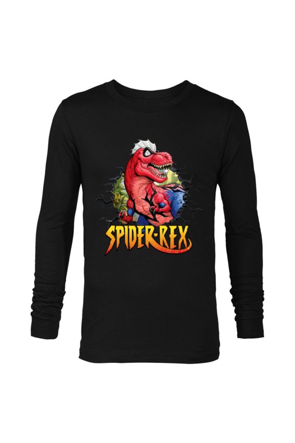 Spider-Man Spider-Rex Breaking Through - Long Sleeve T-Shirt for Men - Customized-Black