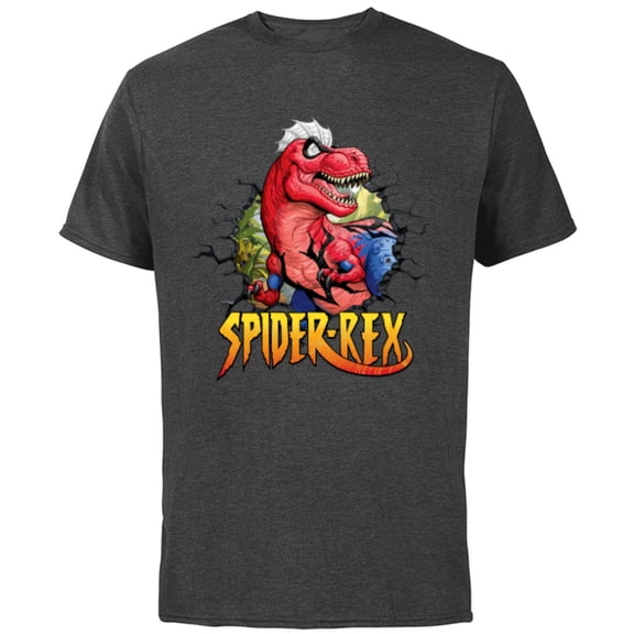 Marvel Spider-Man Spider-Rex Breaking Through - Short Sleeve Cotton T-Shirt for Adults - Customized-Charcoal