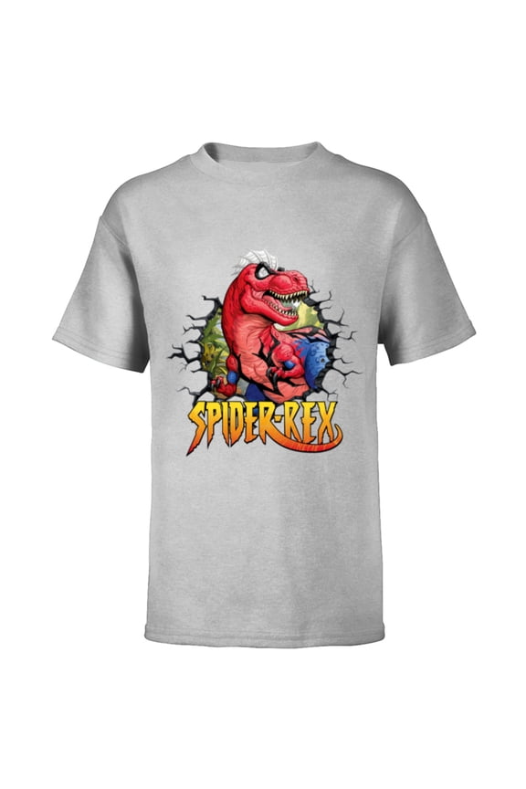 Spider-Man Spider-Rex Breaking Through - Short Sleeve T-Shirt for Kids - Customized-Athletic Heather