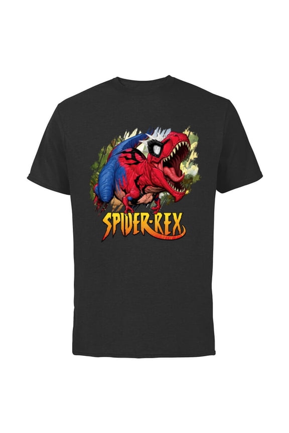 Spider-Man Spider-Rex Rip and Roar - Short Sleeve Cotton T-Shirt for Adults - Customized-Black