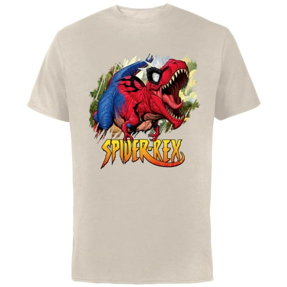 Marvel Spider-Man Spider-Rex Rip and Roar - Short Sleeve Cotton T-Shirt for Adults - Customized-Natural