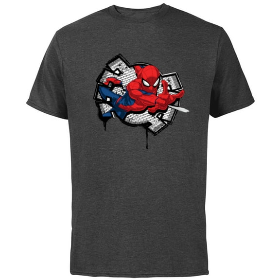 Marvel Spider-Man Spider Symbol Street Art Thwipp - Short Sleeve Cotton T-Shirt for Adults - Customized-Charcoal