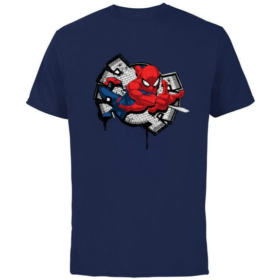 Marvel Spider-Man Spider Symbol Street Art Thwipp - Short Sleeve Cotton T-Shirt for Adults - Customized-Navy
