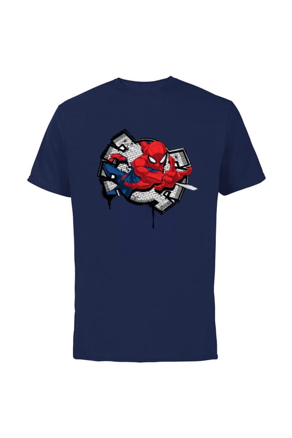 Spider-Man Spider Symbol Street Art Thwipp - Short Sleeve Cotton T-Shirt for Adults - Customized-Navy