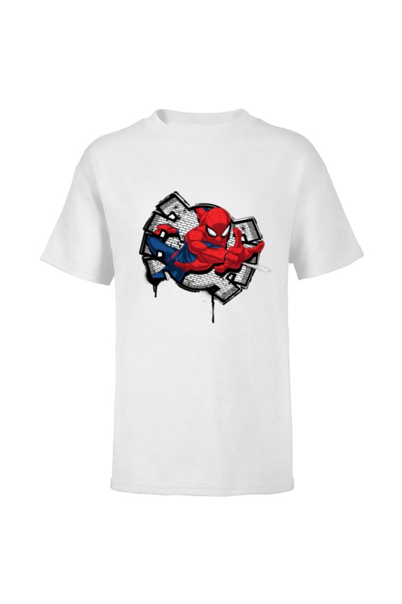 Spider-Man Spider Symbol Street Art Thwipp - Short Sleeve T-Shirt for Kids - Customized-White