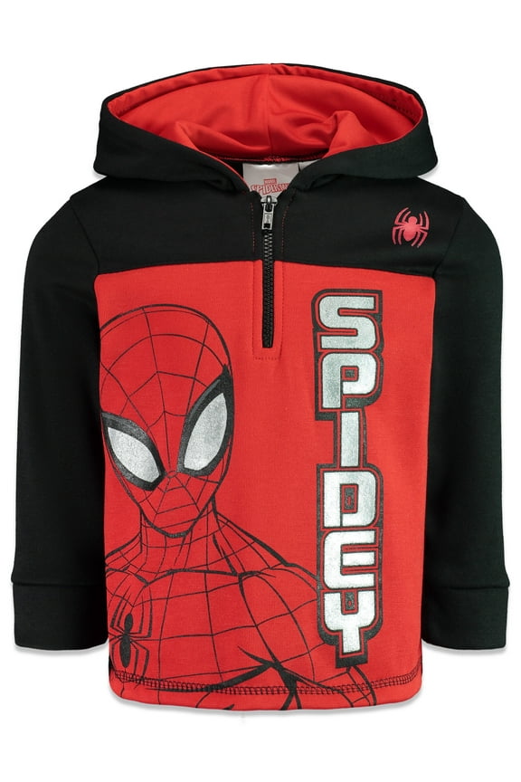 Spider-Man Spider-Verse Avengers Venom Iron Man Thor Fleece Half Zip Hoodie Toddler to Big Kid