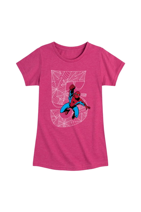 Spider-Man - Spidey 5Th Birthday - Toddler And Youth Girls Fitted Short Sleeve Graphic T-Shirt