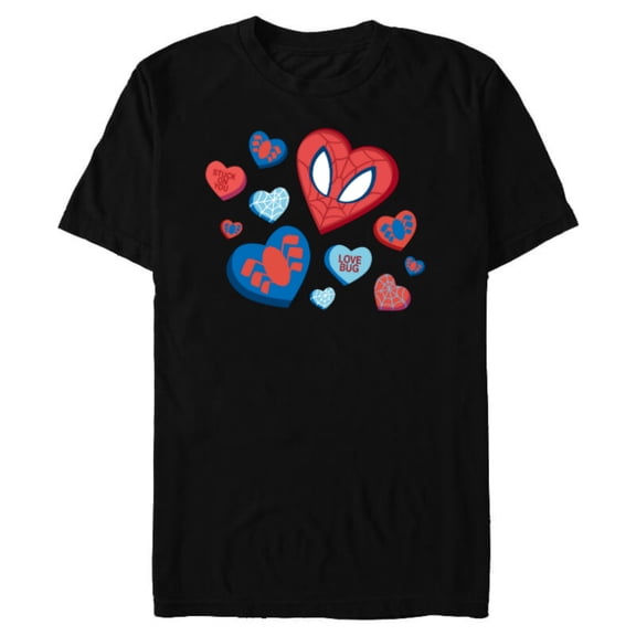 Marvel Spider-Man Spidey Hearts Valentine's Day - Short Sleeve Blended T-Shirt for Adults - Customized-Black