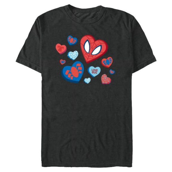 Marvel Spider-Man Spidey Hearts Valentine's Day - Short Sleeve Blended T-Shirt for Adults - Customized-Dark Heather