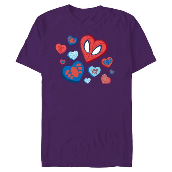 Marvel Spider-Man Spidey Hearts Valentine's Day - Short Sleeve Blended T-Shirt for Adults - Customized-Purple