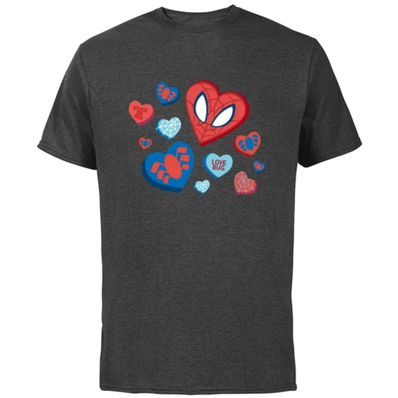 Marvel Spider-Man Spidey Hearts Valentine's Day - Short Sleeve Cotton T-Shirt for Adults - Customized-Charcoal