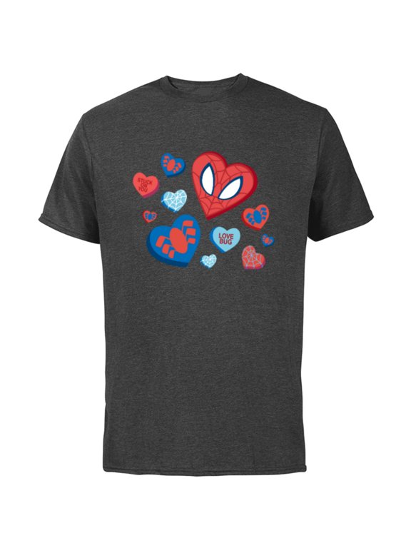 Spider-Man Spidey Hearts Valentine's Day - Short Sleeve Cotton T-Shirt for Adults - Customized-Charcoal