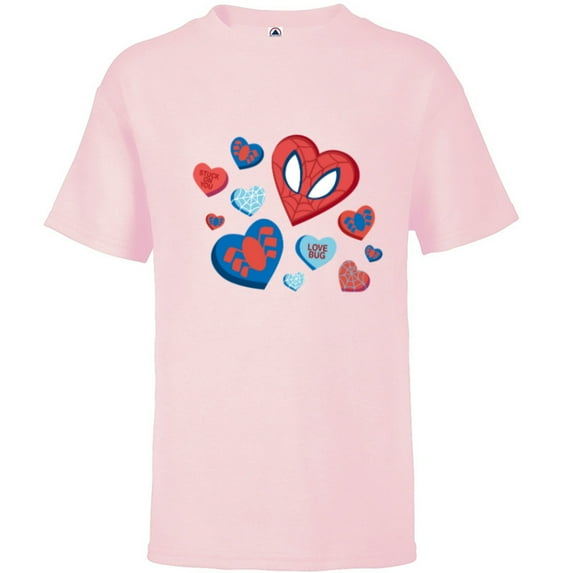 Marvel Spider-Man Spidey Hearts Valentine's Day - Short Sleeve T-Shirt for Kids - Customized-Soft Pink