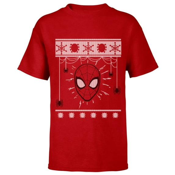 Marvel Spider-Man Spidey Sweater Holiday - Short Sleeve T-Shirt for Kids - Customized-Red