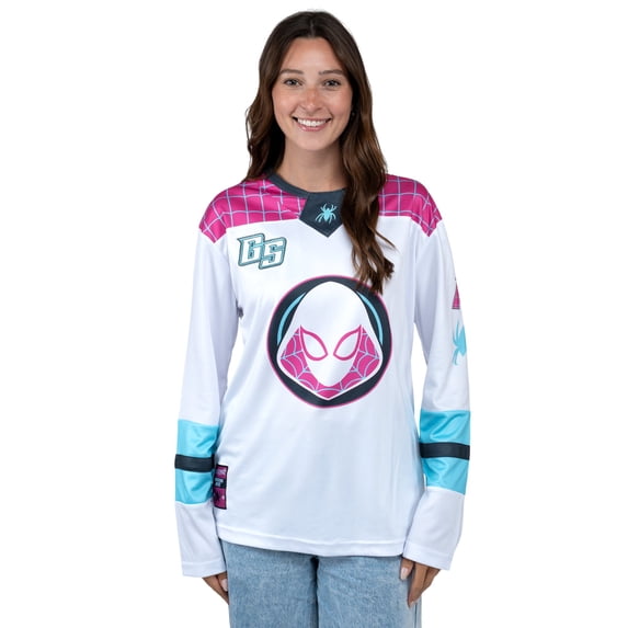 Marvel Spider-Verse Women's Athletic Hockey Jersey Pink Ghost