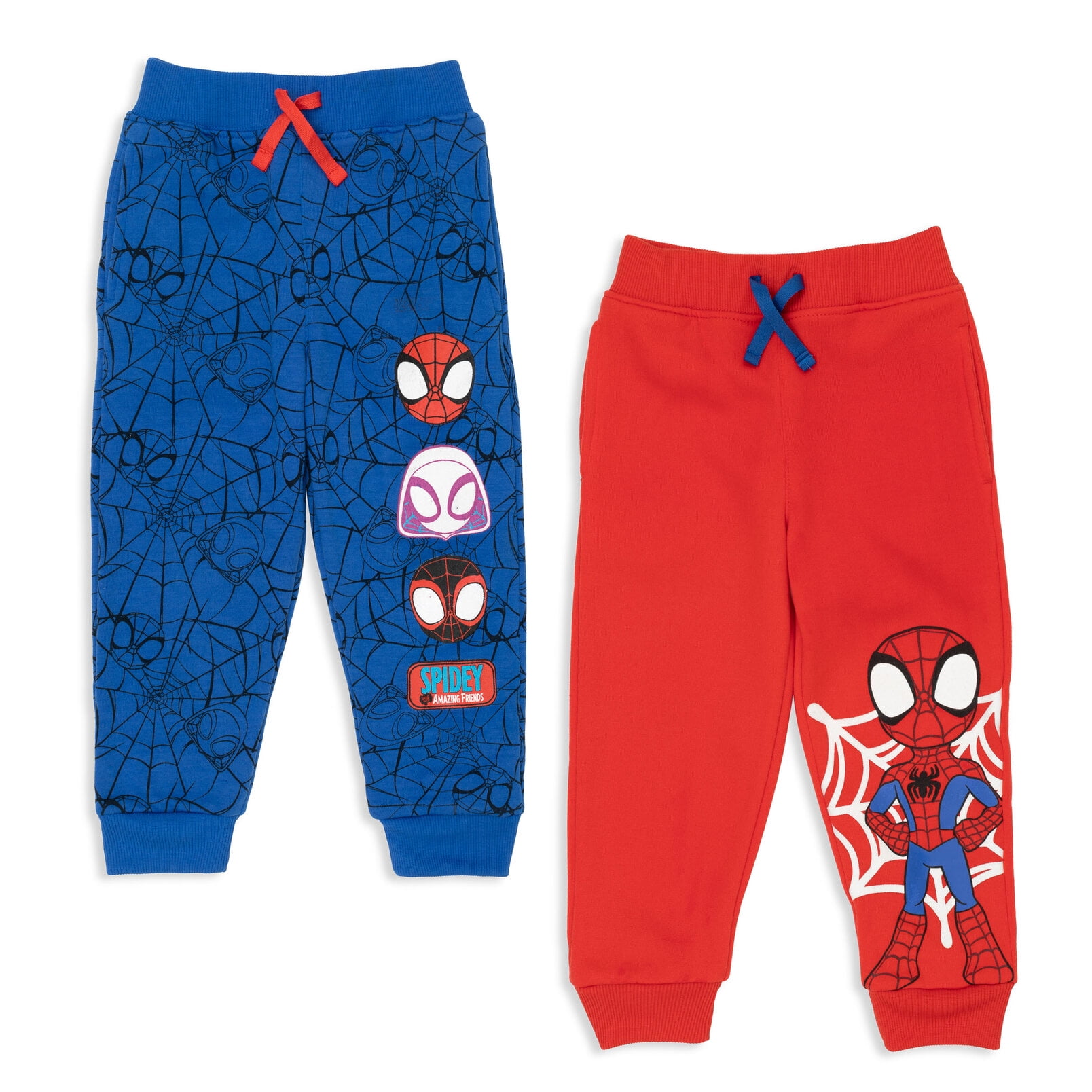 Marvel Spider-Man Spidey and His Amazing Friends Toddler Boys Fleece 2 Pack  Pants Blue/Red 2T